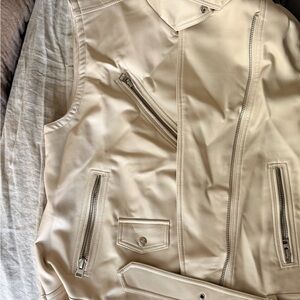 TopShop Cream Leather vest Jacket